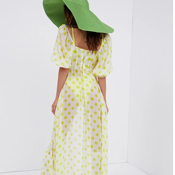 new FOR LOVE AND LEMONS instagram fav!!!! polka dot maxi duster dress xs - Picture 2 of 2